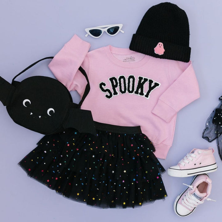 Spooky Patch Halloween Sweatshirt - Pink