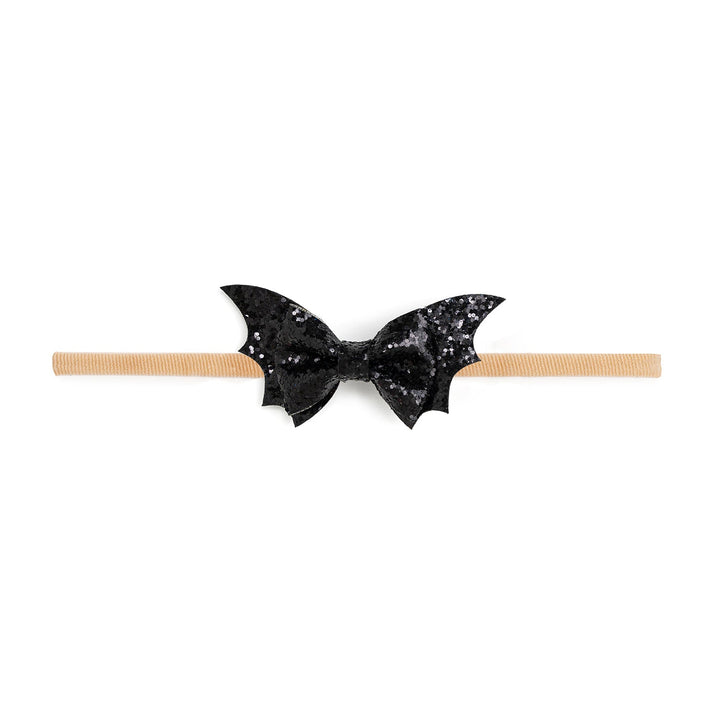 Glitter Bat Halloween Bow Baby Headband