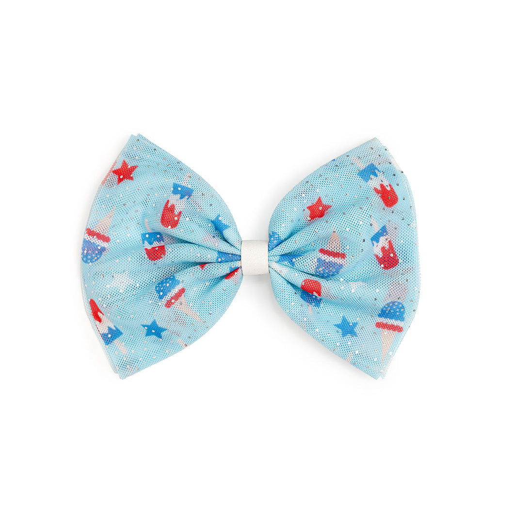 Bomb Pop Tulle Bow Clip