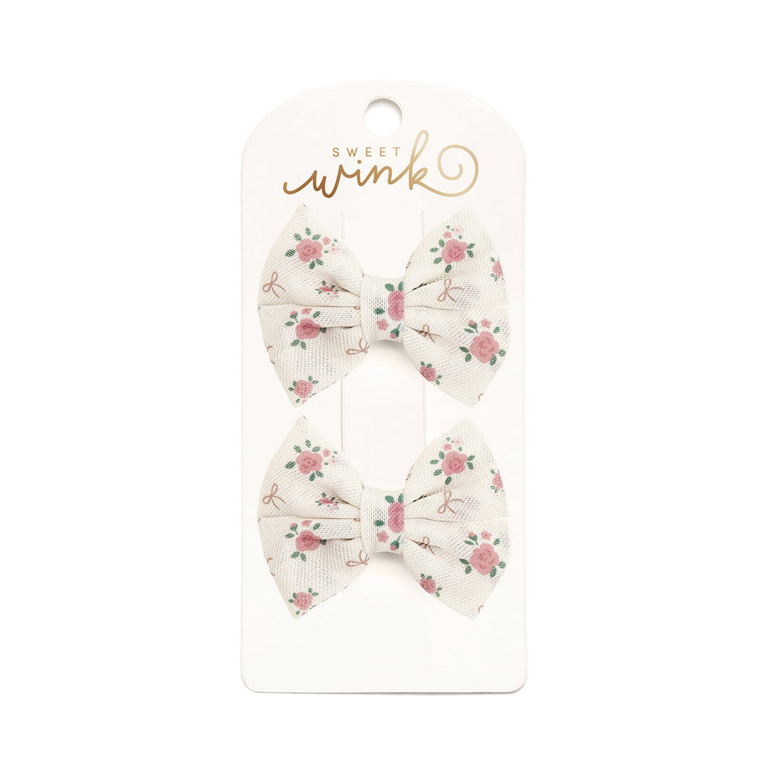 Coquette Rose Tulle Bow Clip Set