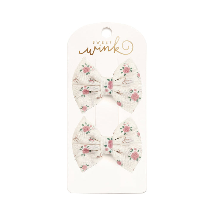 Coquette Rose Tulle Bow Clip Set