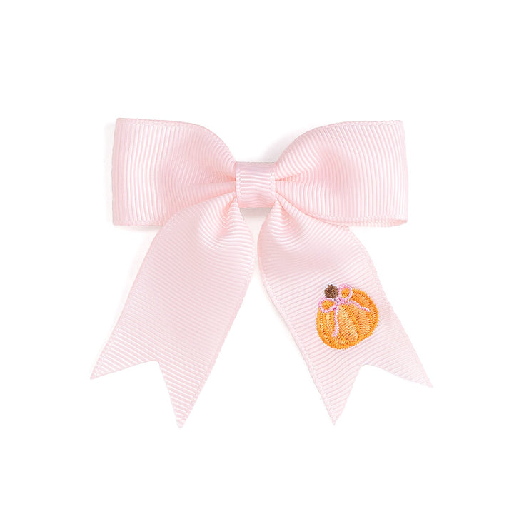 Pumpkin Embroidered Bow Clip