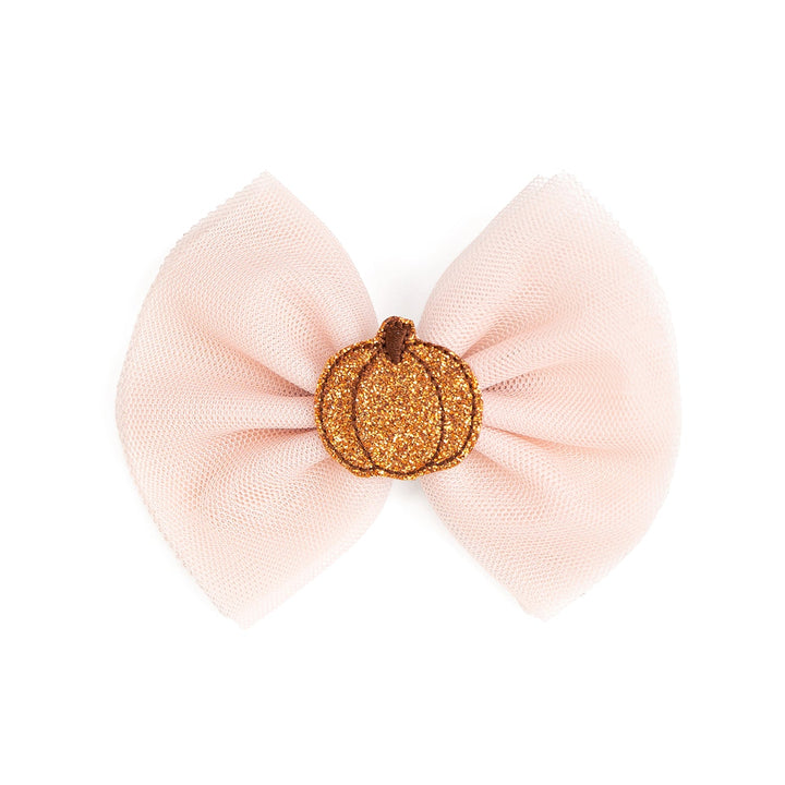 Pumpkin Tulle Bow Clip