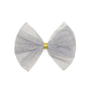 Silver and Gold Tulle Bow Clip