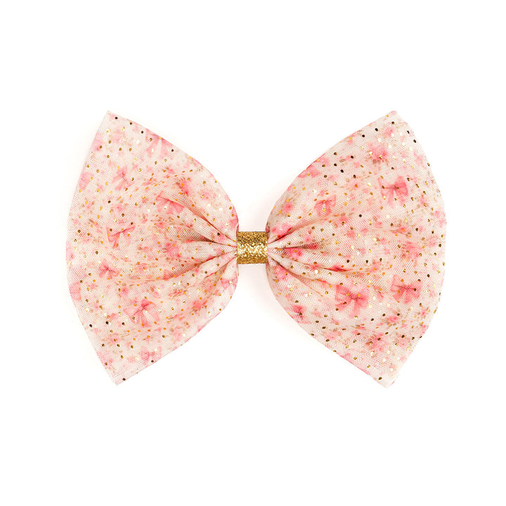 Ditsy Floral Tulle Bow Clip