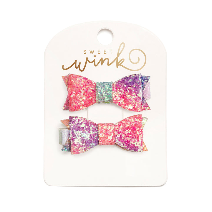 Rainbow Ombre Bow Clip Set