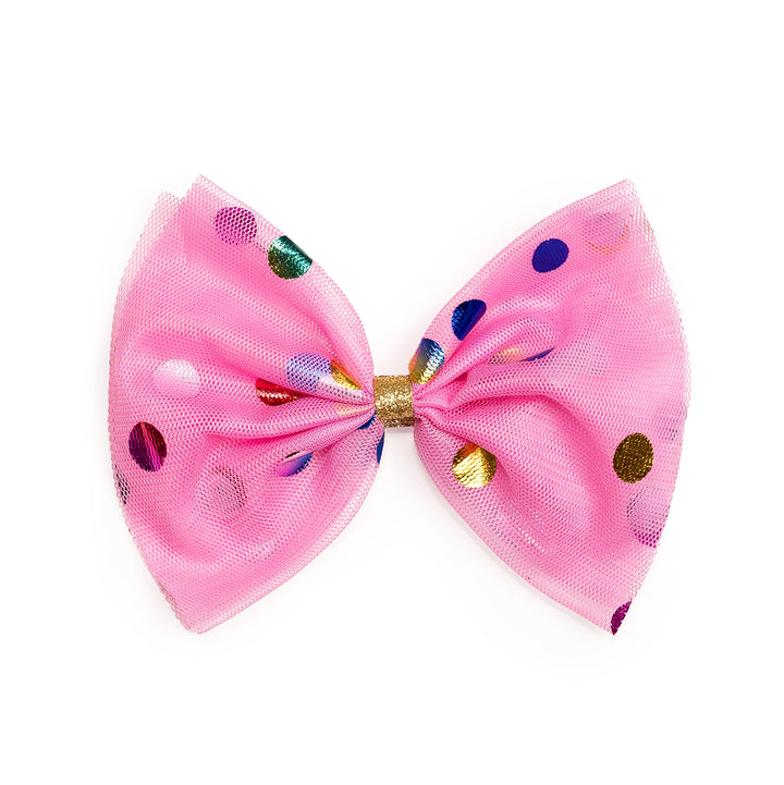 Raspberry Confetti Tulle Bow Clip