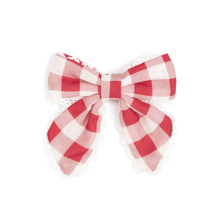 Red Gingham Bow Clip