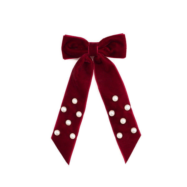 Mignonne Gavigan MaroonVelvet Bow Clip with Crystal Embellishments NWT GUCCI Crystal-embellished cotton-blend velvet hair clip  main image 4