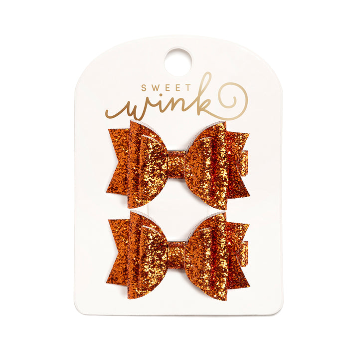 Spice Glitter Bow Clip Set