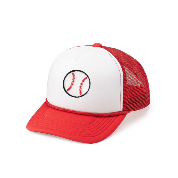 Baseball Patch Trucker Hat - Red/White