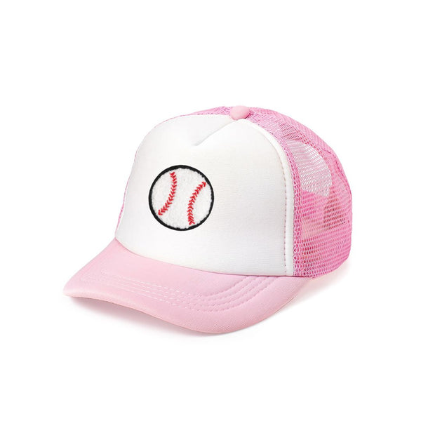 Baseball Patch Trucker Hat - Pink/White