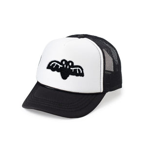 Bat Patch Halloween Trucker Hat - Black/White