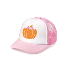 Load image into Gallery viewer, Pumpkin Bow Trucker Hat - Pink/White