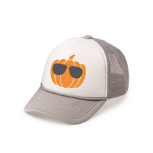Load image into Gallery viewer, Pumpkin Shades Trucker Hat - Gray/White
