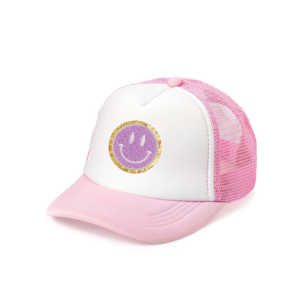 Smile Patch Trucker Hat - Pink/White