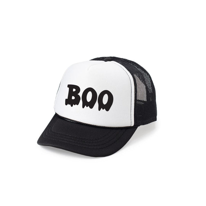 Boo Drip Halloween Trucker Hat - Black/White