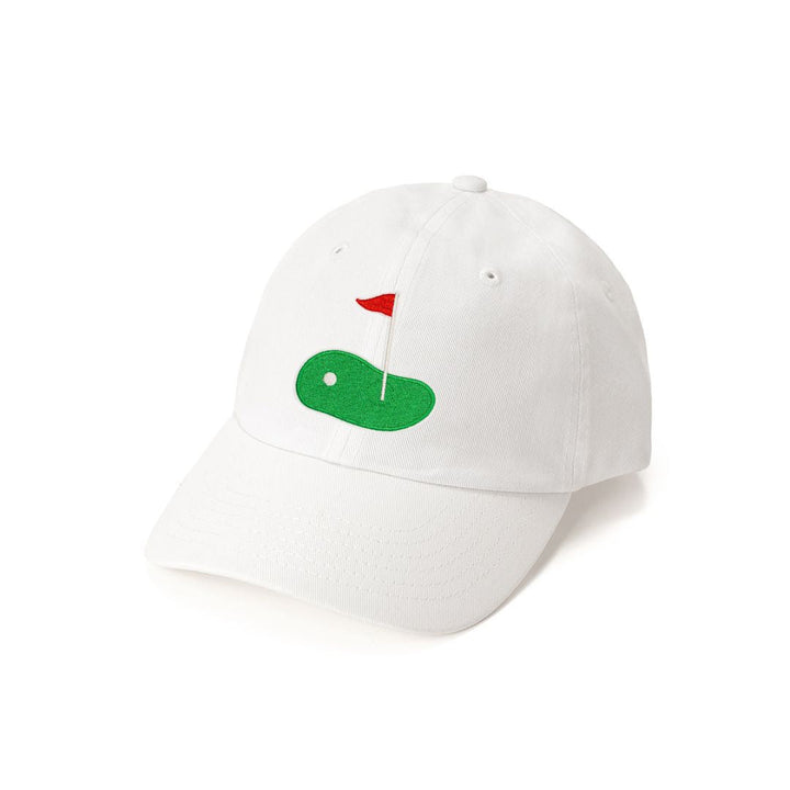 Golf Tee Front Flag Patch Baseball Hat - White
