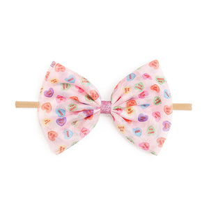 Candy Hearts Valentine's Day Tulle Bow Baby Headband