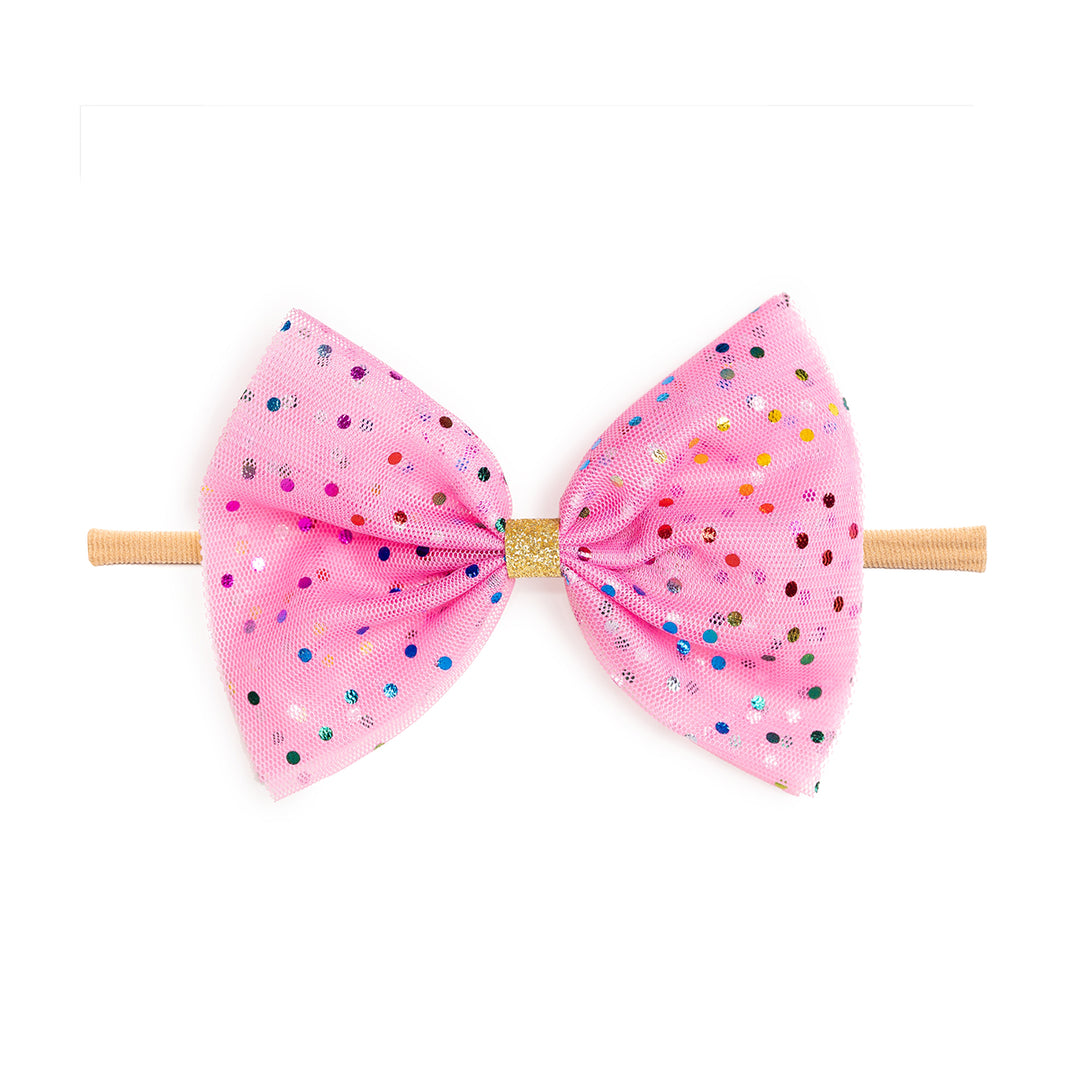 Raspberry Confetti Tulle Bow Baby Headband