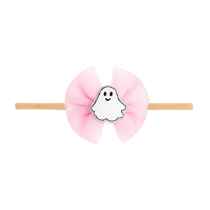 Coquette Tulle Ghost Bow Halloween Baby Headband