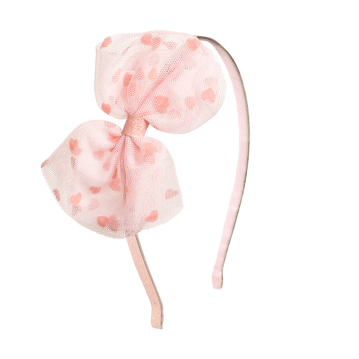 Flocked Heart Valentine's Day Tulle Bow Headband
