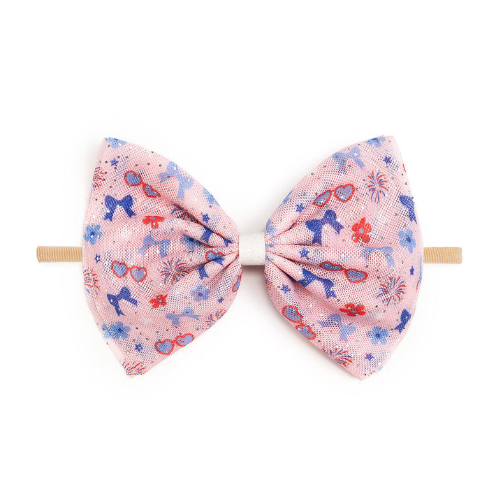 Red, White, & Cute Tulle Bow Baby Headband