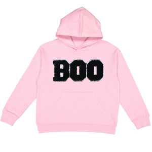 Boo Patch Halloween Youth Hoodie - Pink