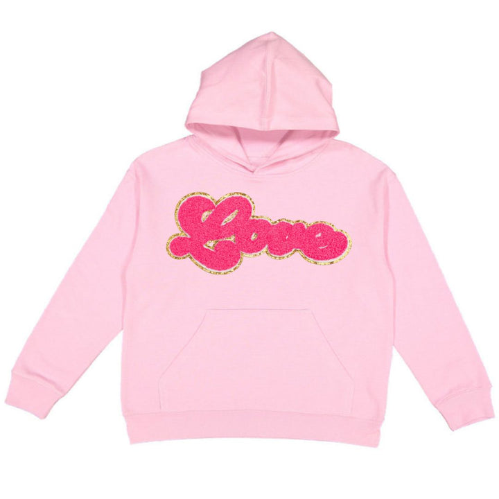 Love Script Patch Valentine's Day Youth Hoodie - Pink