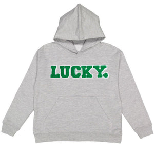 Lucky Boy Patch St. Patrick's Day Youth Hoodie - Gray