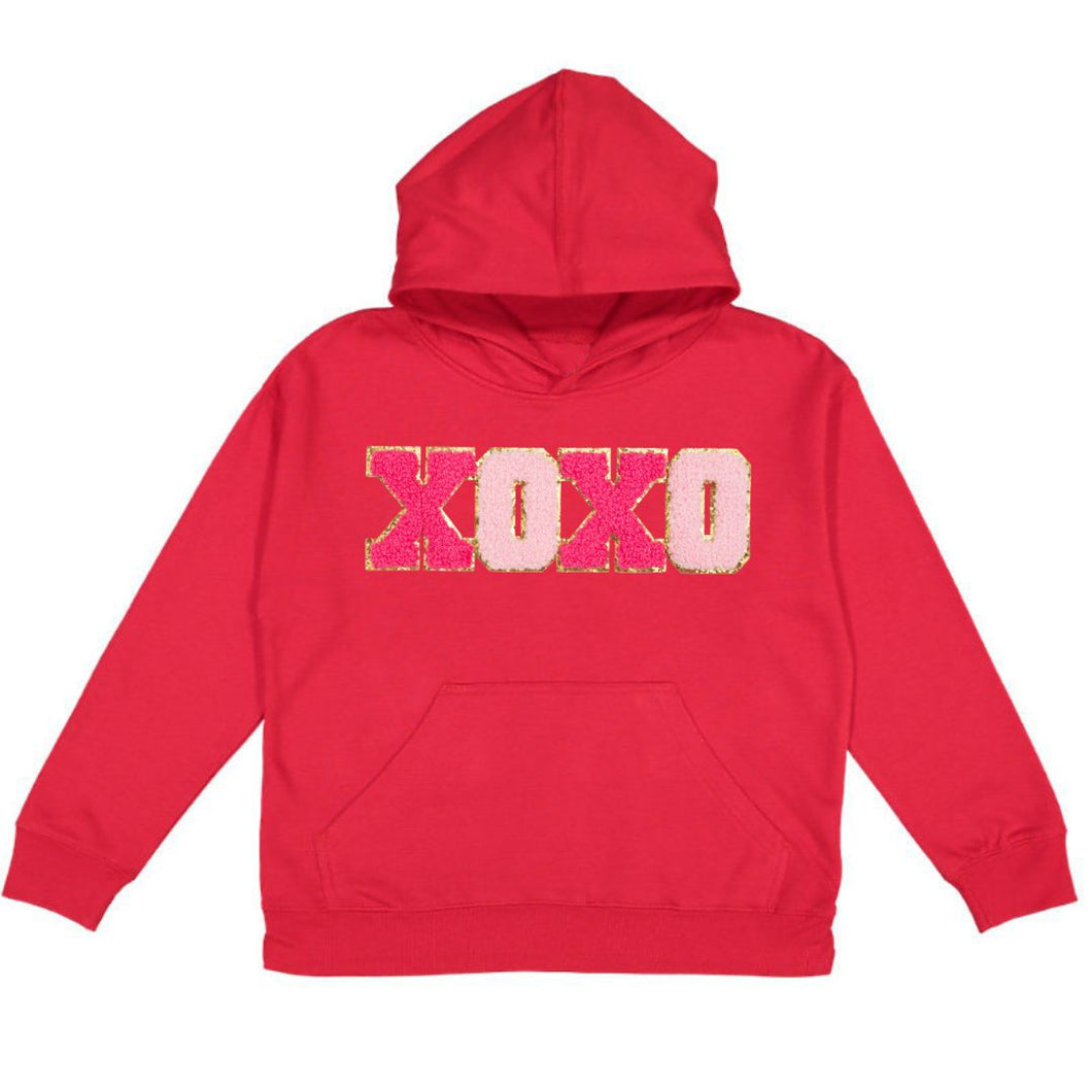 XOXO Patch Valentine's Day Youth Hoodie - Red