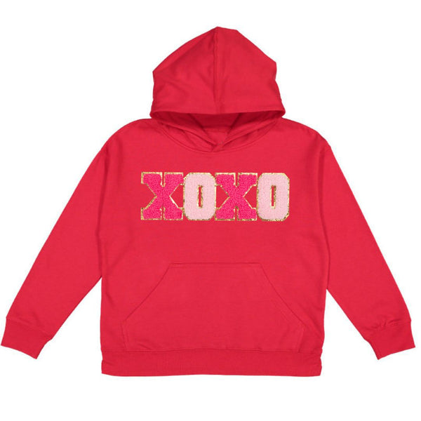 XOXO Patch Valentine's Day Youth Hoodie - Red