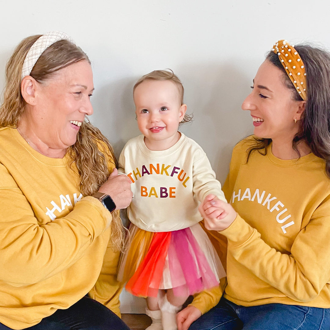 Thankful Babe Multi Thanksgiving Sweatshirt - Natural