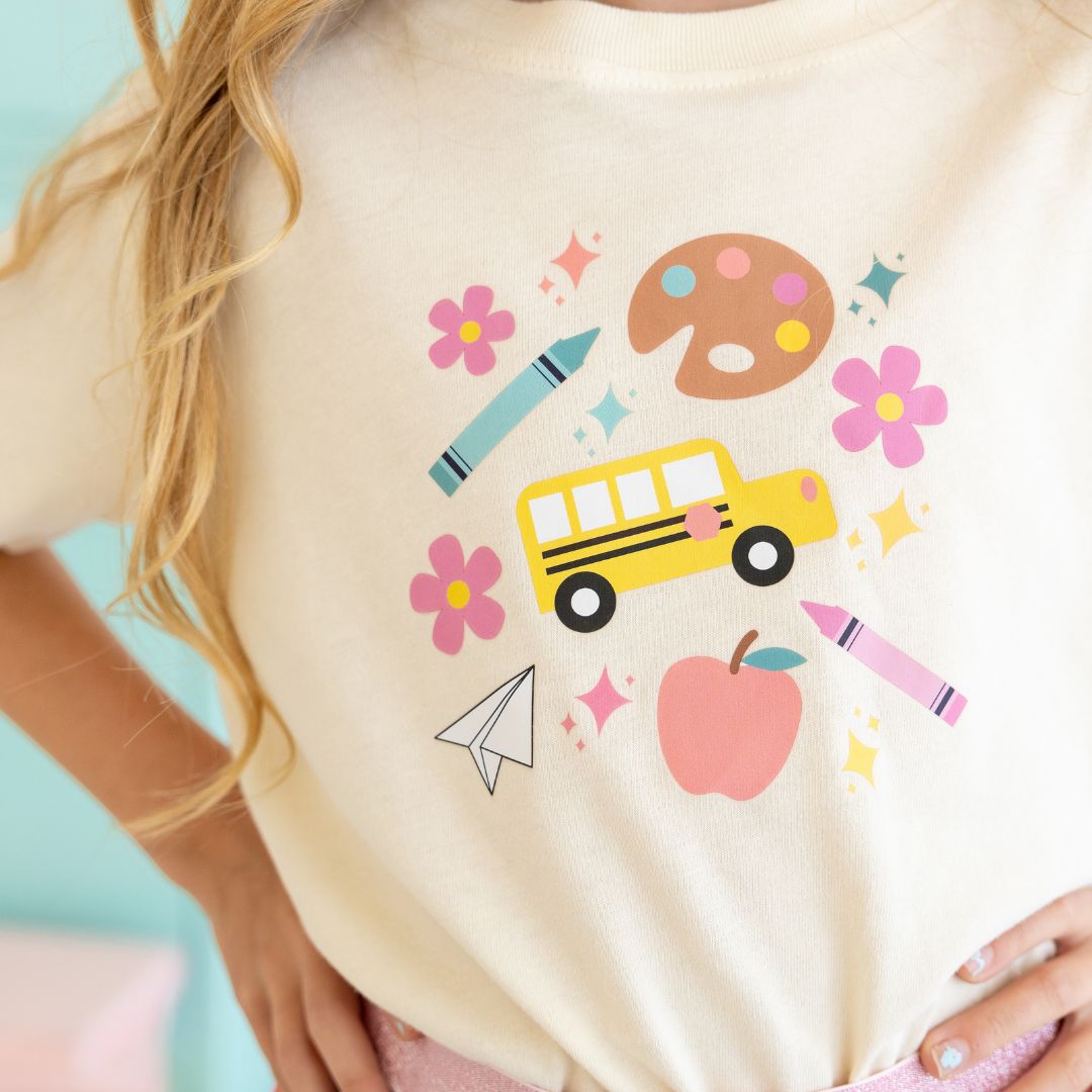 Back To School Doodle Short Sleeve T-Shirt - Natural