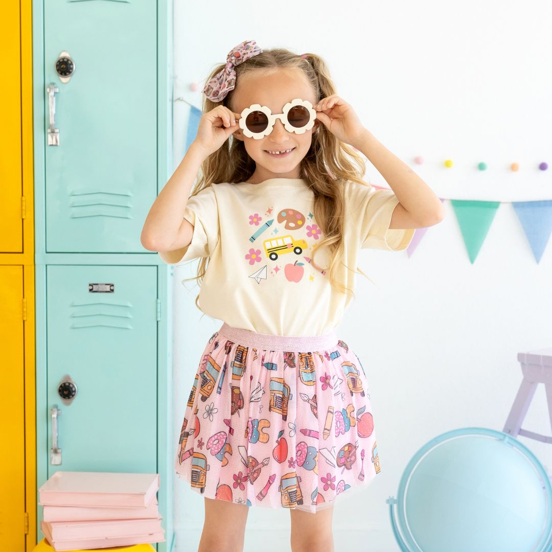 Back To School Doodle Short Sleeve T-Shirt - Natural