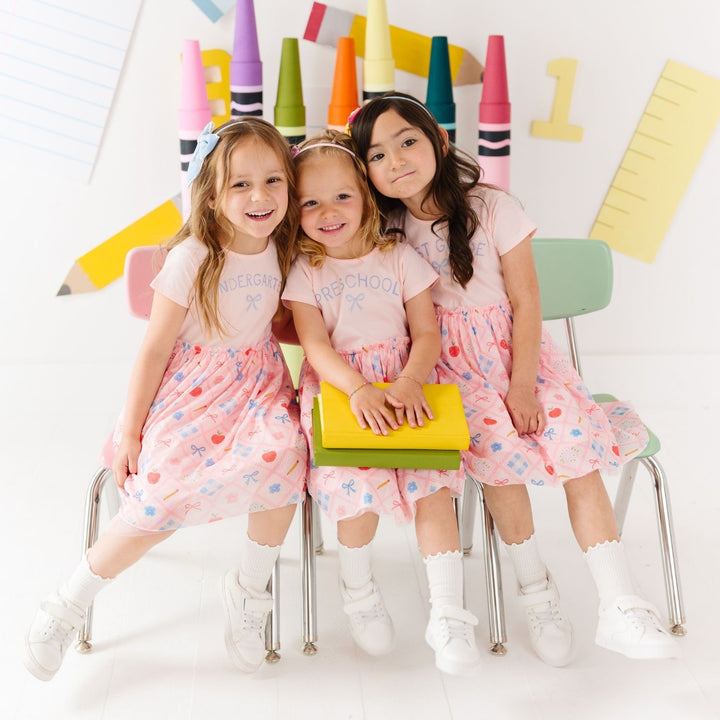 Back To School Trellis Preschool Short Sleeve Tutu Dress