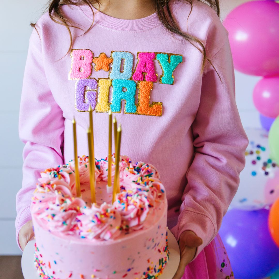 Birthday Girl Patch Sweatshirt - Pink