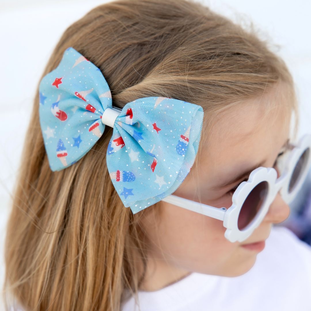 Bomb Pop Tulle Bow Clip