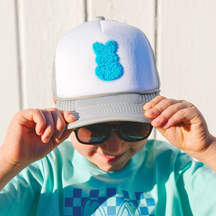 Boy Bunny Patch Easter Trucker Hat - Gray/White