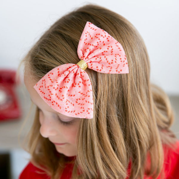 Candy Cane Christmas Bow Clip