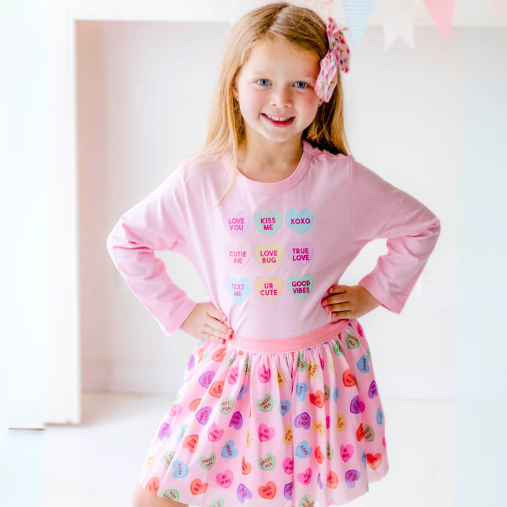 Candy Hearts Valentine's Day Long Sleeve Shirt - Pink