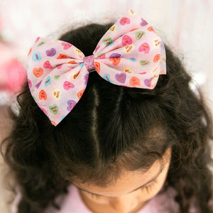 Candy Hearts Valentine's Day Tulle Bow Clip