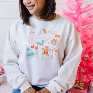 Christmas Doodle Adult Sweatshirt - Natural