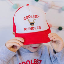 Load image into Gallery viewer, Coolest Reindeer Christmas Trucker Hat - Red/White