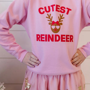 Cutest Reindeer Christmas Sweatshirt - Pink