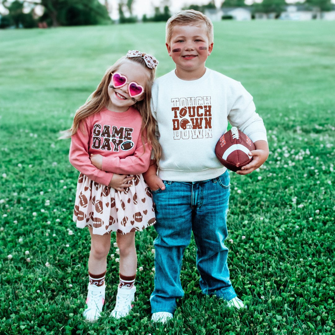 Football Love Tulle Bow Clip