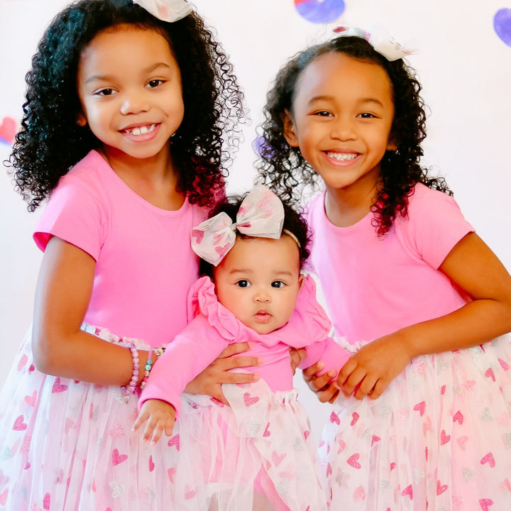 Glitter Heart Tulle Bow Baby Headband