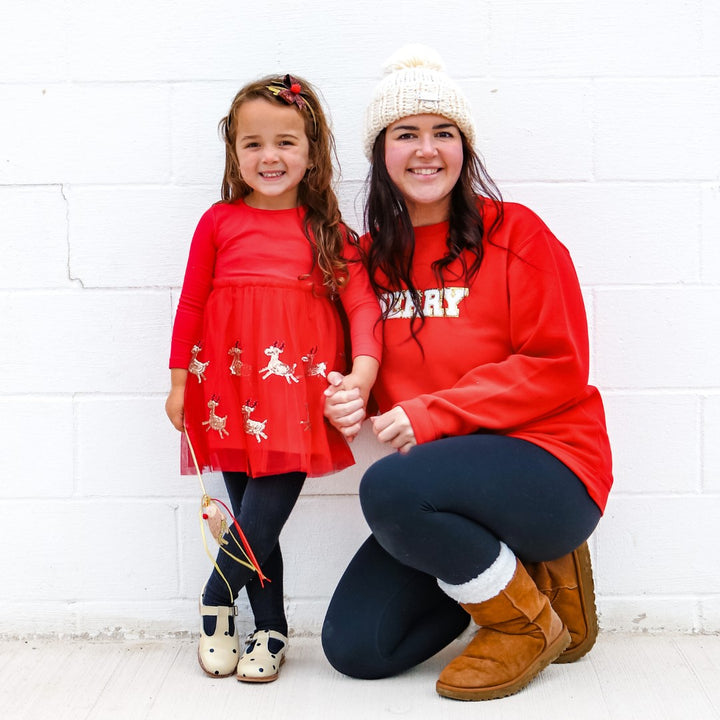 Merry Patch Christmas Adult Sweatshirt - Red