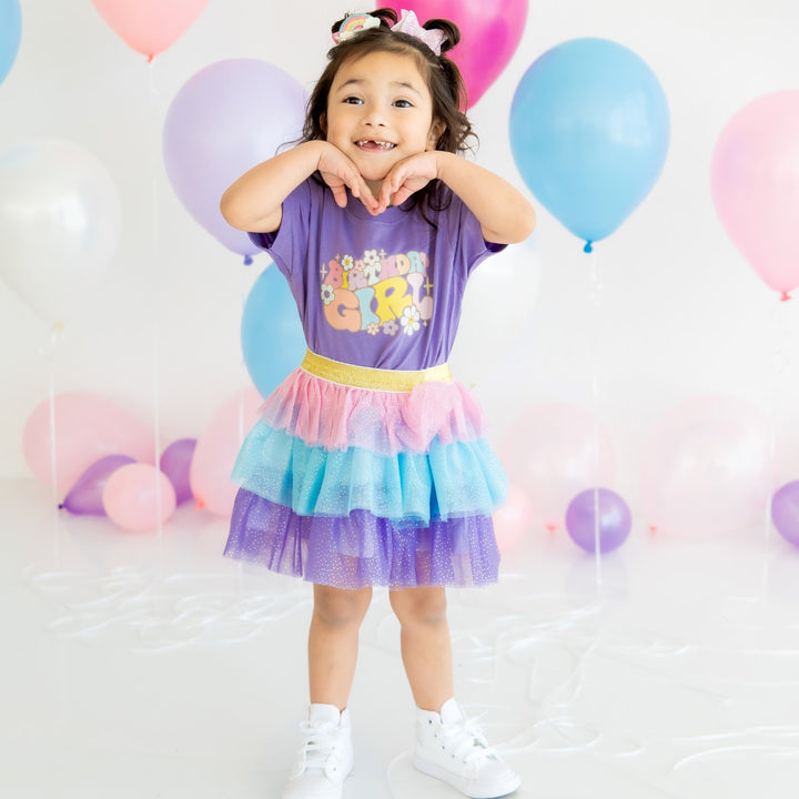 Groovy Birthday Girl Short Sleeve T-Shirt - Lavender