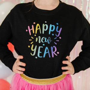 Happy New Year Confetti Sweatshirt - Black